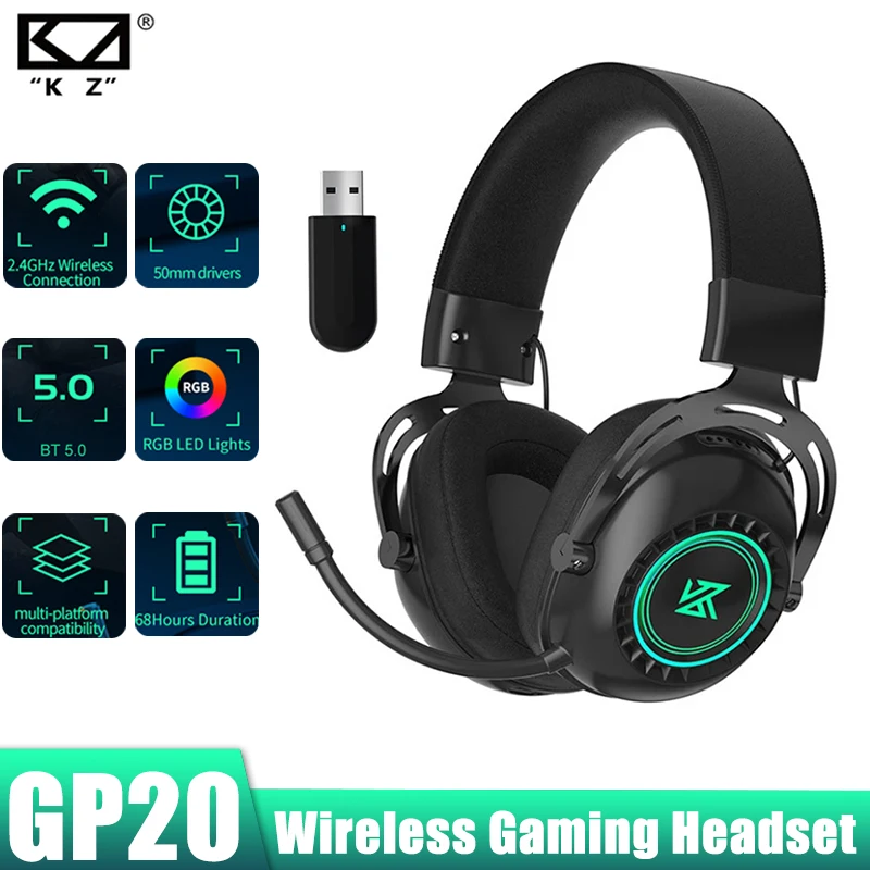 Беспроводная игровая гарнитура KZ GP20, 2,4 ГГц, Bluetooth-совместимость, 5,0, два режима, RGB динамические наушники, наушники с шумоподавлением
Беспроводная игровая гарнитура KZ GP20, 2,4 ГГц, Bluetooth-совместимость, 5,0, два режима, RGB динамические наушники, наушники с шумоподавлением