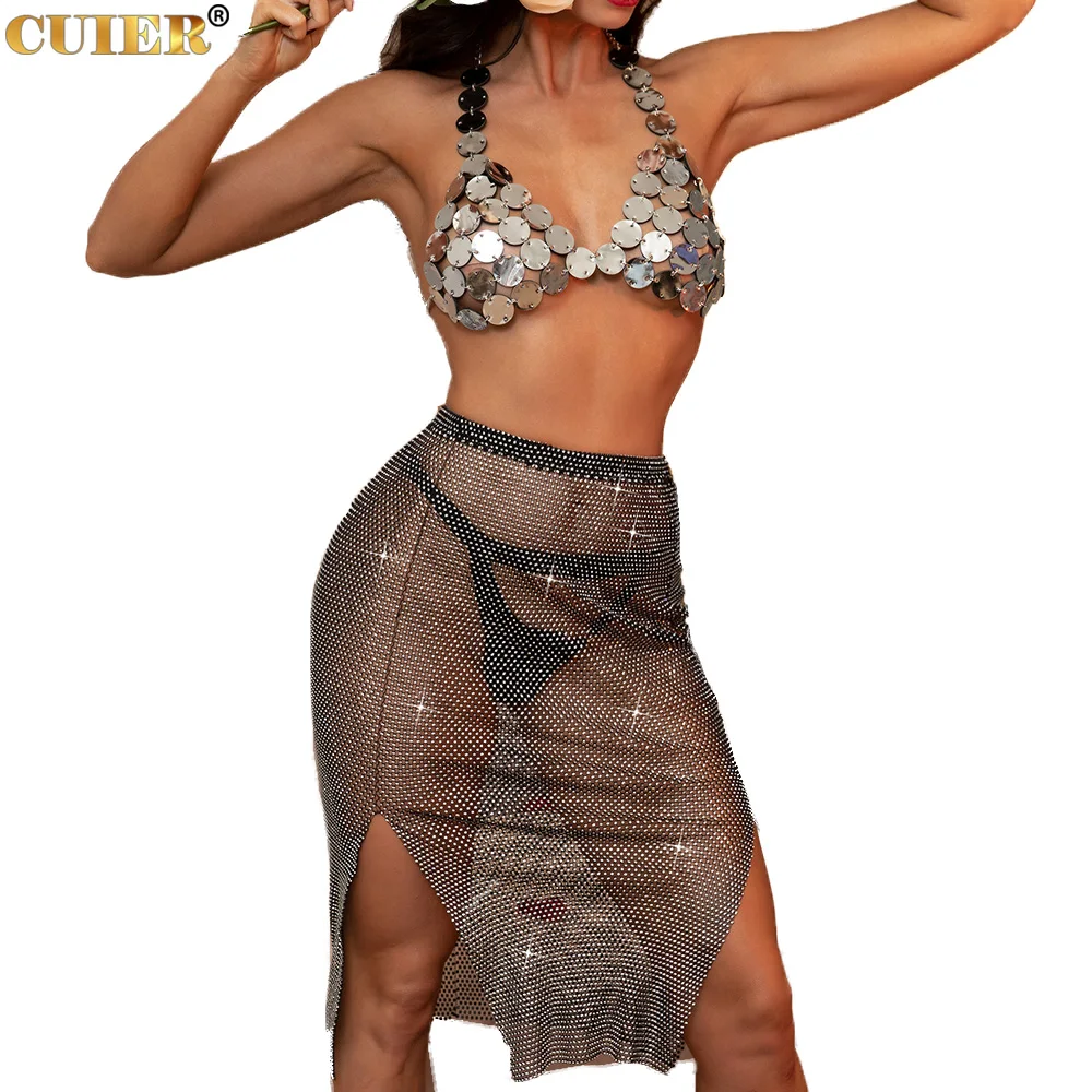 CUIER Sexy Handmade Silver Sequins Bra for Women Camisole Tops Underwear Nightclub Bling bling Body Jewelry Light Brassiere
CUIER Sexy Handmade Silver Sequins Bra for Women Camisole Tops Underwear Nightclub Bling bling Body Jewelry Light Brassiere