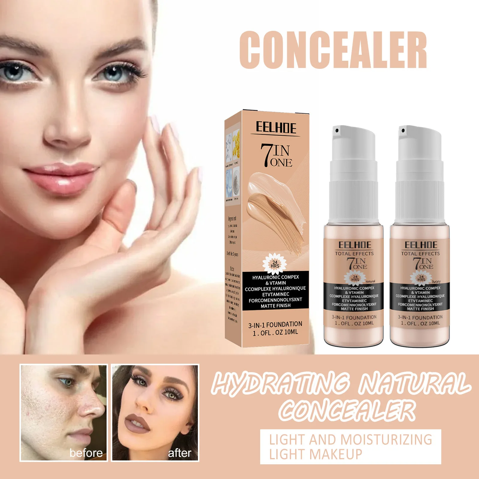 Concealer Foundation Waterproof and Oil-proof Light and Durable Contour Palette Whitening Cream
Concealer Foundation Waterproof and Oil-proof Light and Durable Contour Palette Whitening Cream