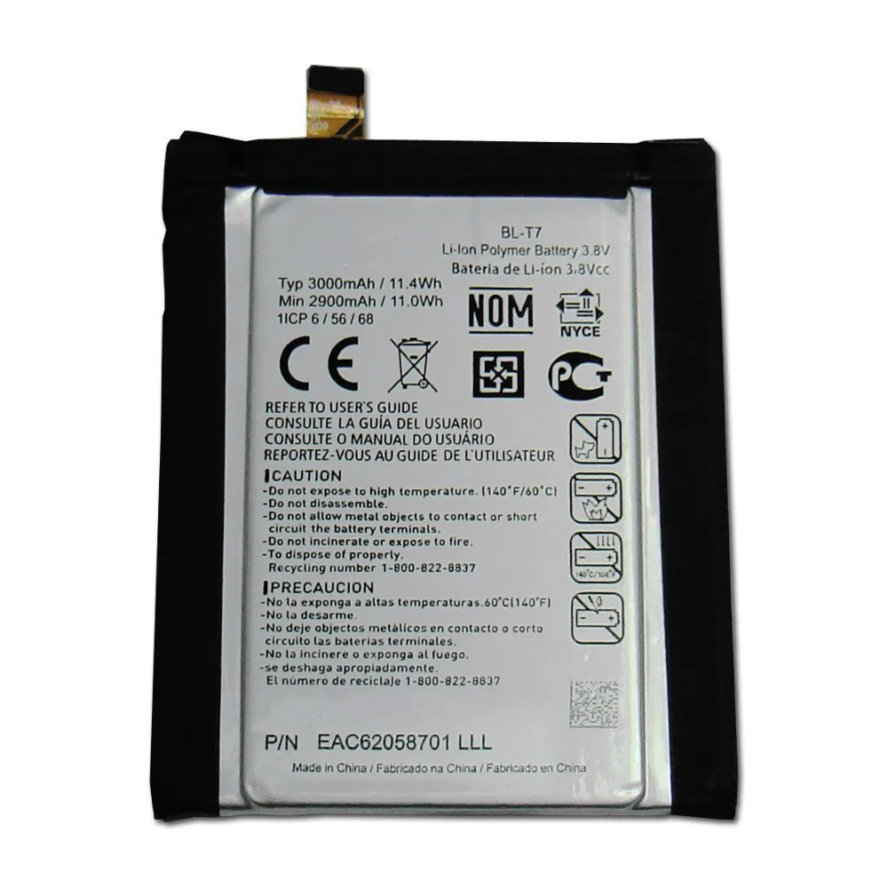 100% Новый Сменный аккумулятор 3000 мАч для LG G2 D800 D801 LS980 VS980 BL-T7 EAC62058701 
100% Новый Сменный аккумулятор 3000 мАч для LG G2 D800 D801 LS980 VS980 BL-T7 EAC62058701