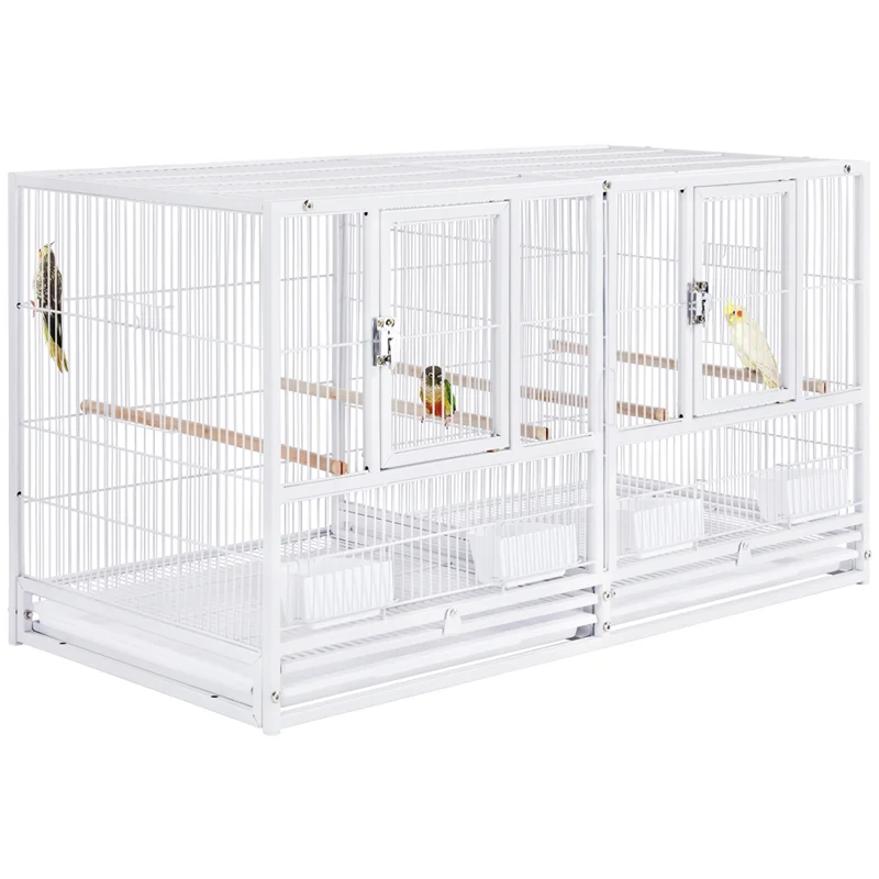 18-Inch Wide Metal Stackable Divided Breeder Bird Cage for Small Birds Lovebirds Finch Canaries Parakeets Cockatiels, White
18-Inch Wide Metal Stackable Divided Breeder Bird Cage for Small Birds Lovebirds Finch Canaries Parakeets Cockatiels, White