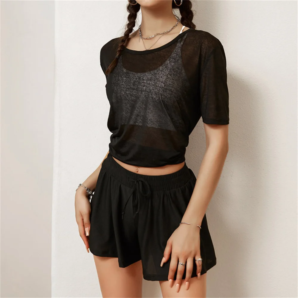 Women's Summer Thin Fitness Wear Set Yoga Two-Piece Loose Sports Short-Sleeved Ultra-Lightweight Sugan Cover-Up Tops Shorts
Women's Summer Thin Fitness Wear Set Yoga Two-Piece Loose Sports Short-Sleeved Ultra-Lightweight Sugan Cover-Up Tops Shorts