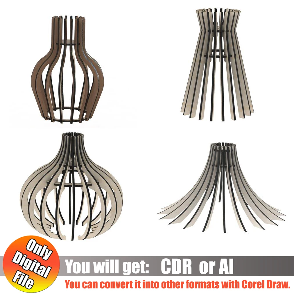 Laser Cut Vector Lamp Wooden Hanging Lamps Shades Layouts Model CDR/DXF/AI/SVG Files for CNC | Инструменты