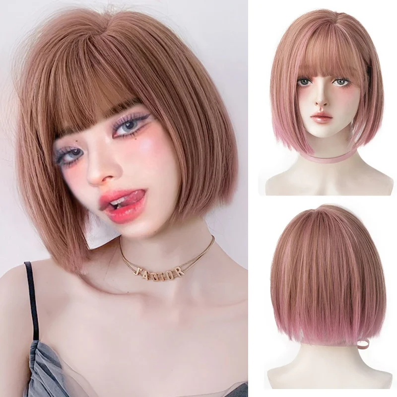 Bangs Synthetic Wig Wig With Bangs Muje Blonde Brown Pink Purple Lolita Bobo Wig Cosplay Fashion Daily Short Wig Women
Bangs Synthetic Wig Wig With Bangs Muje Blonde Brown Pink Purple Lolita Bobo Wig Cosplay Fashion Daily Short Wig Women