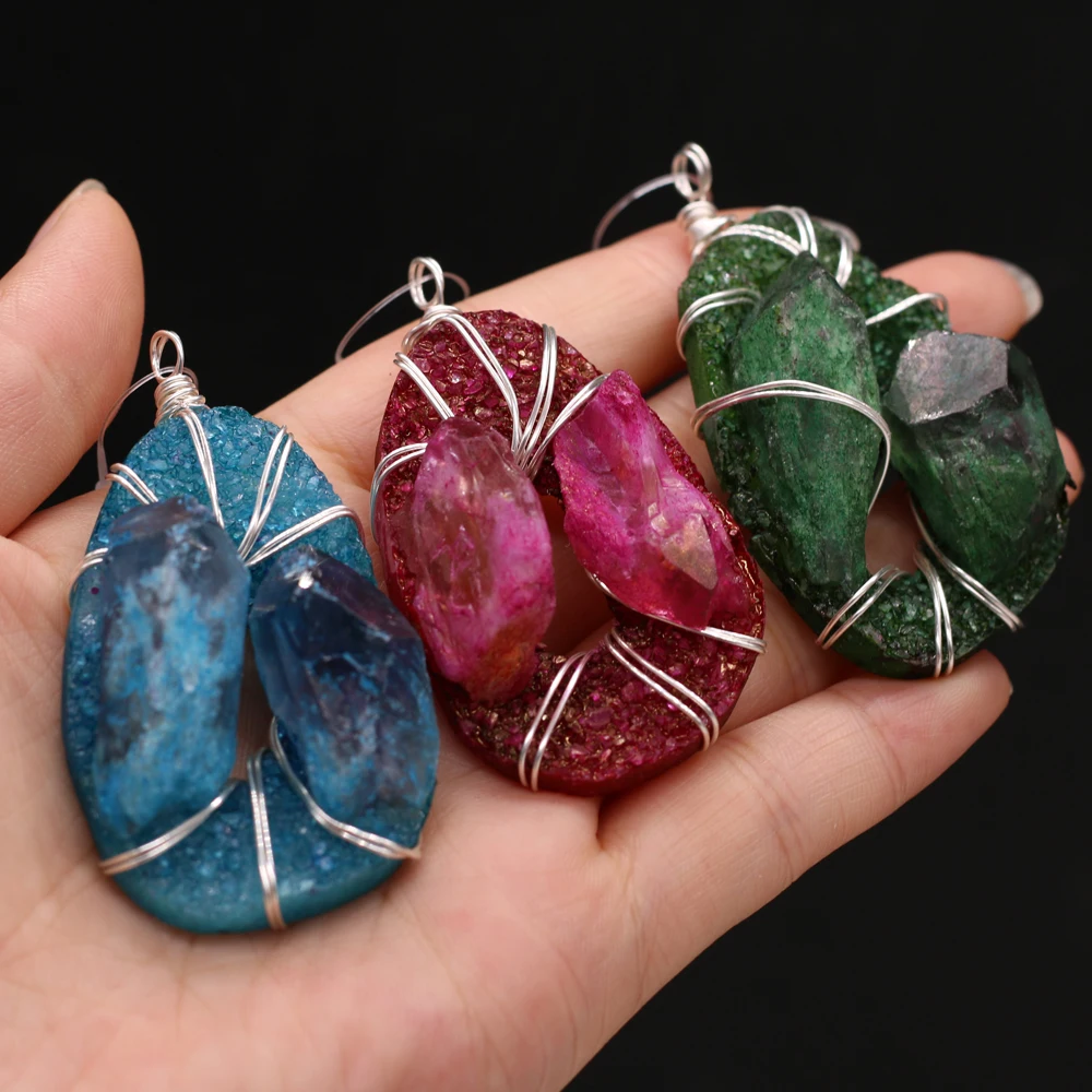 Natural Stone Irregular Egg Crystal Buds Winding Silver Wire Pendant For Jewelry Making DIY Necklace Accessories Gems Charm Gift
Natural Stone Irregular Egg Crystal Buds Winding Silver Wire Pendant For Jewelry Making DIY Necklace Accessories Gems Charm Gift