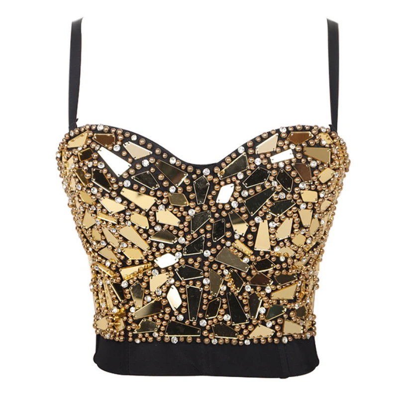 Gold Sling Push Up Sleeveless Sexy Women's Crop Tops Dance Performance Costume Sequin Bustier Vest Wrap Chest Bra Plus Size
Gold Sling Push Up Sleeveless Sexy Women's Crop Tops Dance Performance Costume Sequin Bustier Vest Wrap Chest Bra Plus Size