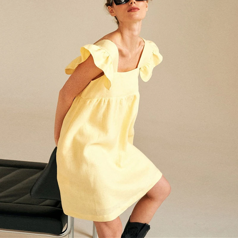 2021 New Solid Yellow Midi Skirt Fashion Loose Waist Ruffles Flying Sleeve Homecoming Dress Girl Casual Quinceanera Prom Vestido
2021 New Solid Yellow Midi Skirt Fashion Loose Waist Ruffles Flying Sleeve Homecoming Dress Girl Casual Quinceanera Prom Vestido