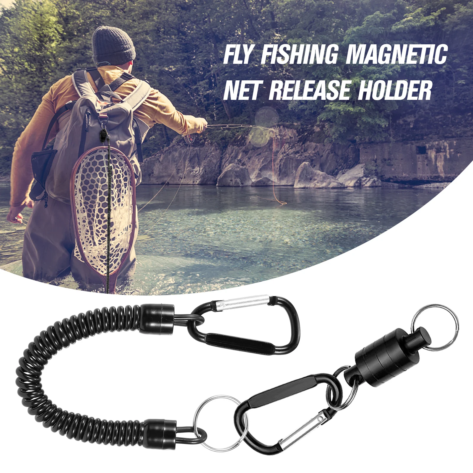 Magnetic Net Release Holder With Coiled Lanyard Fly Fishing Tools Strong Magnet Carabine Fast Buckle Anti-Drop Rope Accessories
Magnetic Net Release Holder With Coiled Lanyard Fly Fishing Tools Strong Magnet Carabine Fast Buckle Anti-Drop Rope Accessories