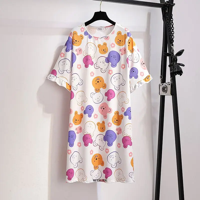 Plus Size 7XL 180kg Womens Cartoon Home Clothes Summer Night Dress Pajamas Print Sleepwear Cute Nightgown Female Nightie Pyjama
Plus Size 7XL 180kg Womens Cartoon Home Clothes Summer Night Dress Pajamas Print Sleepwear Cute Nightgown Female Nightie Pyjama