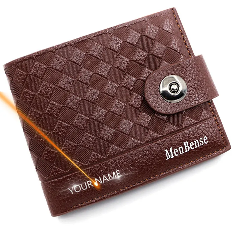 2022 New Short Men Wallets Simple Coin Pocket Name Engraved Male Purses Card Holder Magnetic Buckle Design Slim Men's Wallet
2022 New Short Men Wallets Simple Coin Pocket Name Engraved Male Purses Card Holder Magnetic Buckle Design Slim Men's Wallet