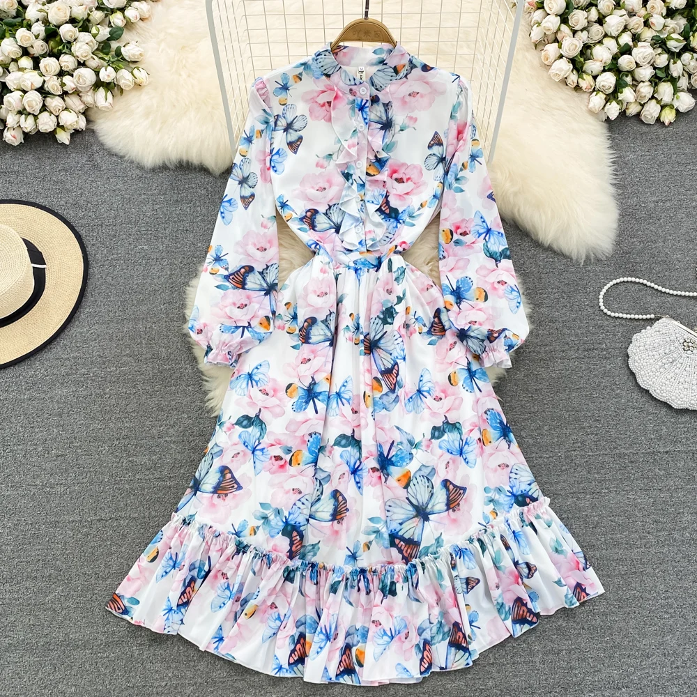 Autumn White Dress for Women Printing Lantern Sleeve Turtleneck Maxi Dress Vintage Flounced Edge Wide Skrit Vestidos Party New
Autumn White Dress for Women Printing Lantern Sleeve Turtleneck Maxi Dress Vintage Flounced Edge Wide Skrit Vestidos Party New