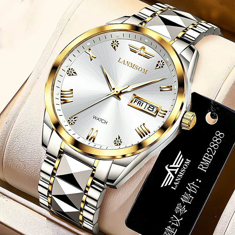 Часы наручные LANMSOM Мужские кварцевые, деловые брендовые Роскошные водонепроницаемые светящиеся, из нержавеющей стали, 2023
Часы наручные LANMSOM Мужские кварцевые, деловые брендовые Роскошные водонепроницаемые светящиеся, из нержавеющей стали, 2023