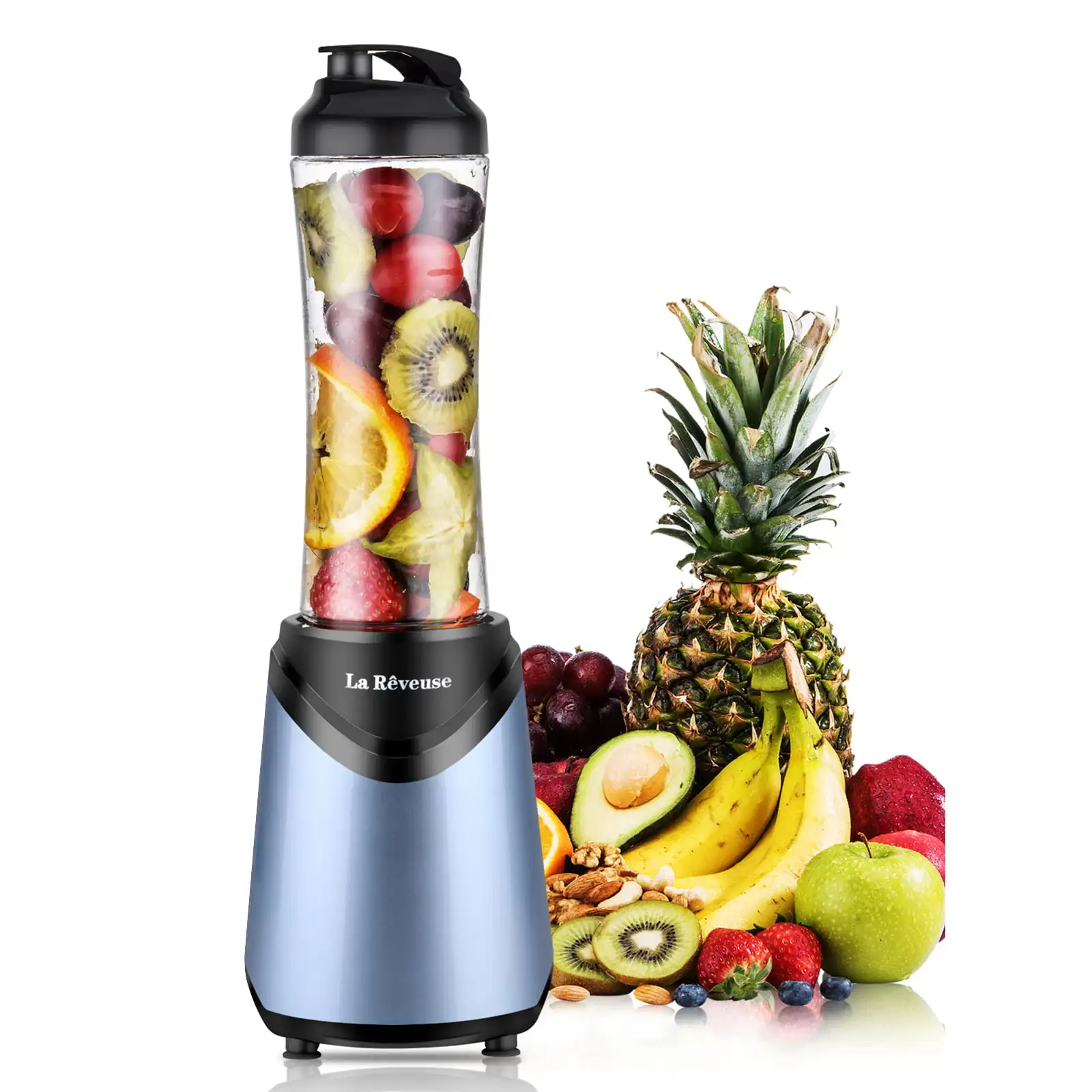 La Reveuse Smoothies Blender Personal Size 300 Watt with 18 oz BPA Free Portable Travel Sports Bottle (Light Blue)
La Reveuse Smoothies Blender Personal Size 300 Watt with 18 oz BPA Free Portable Travel Sports Bottle (Light Blue)