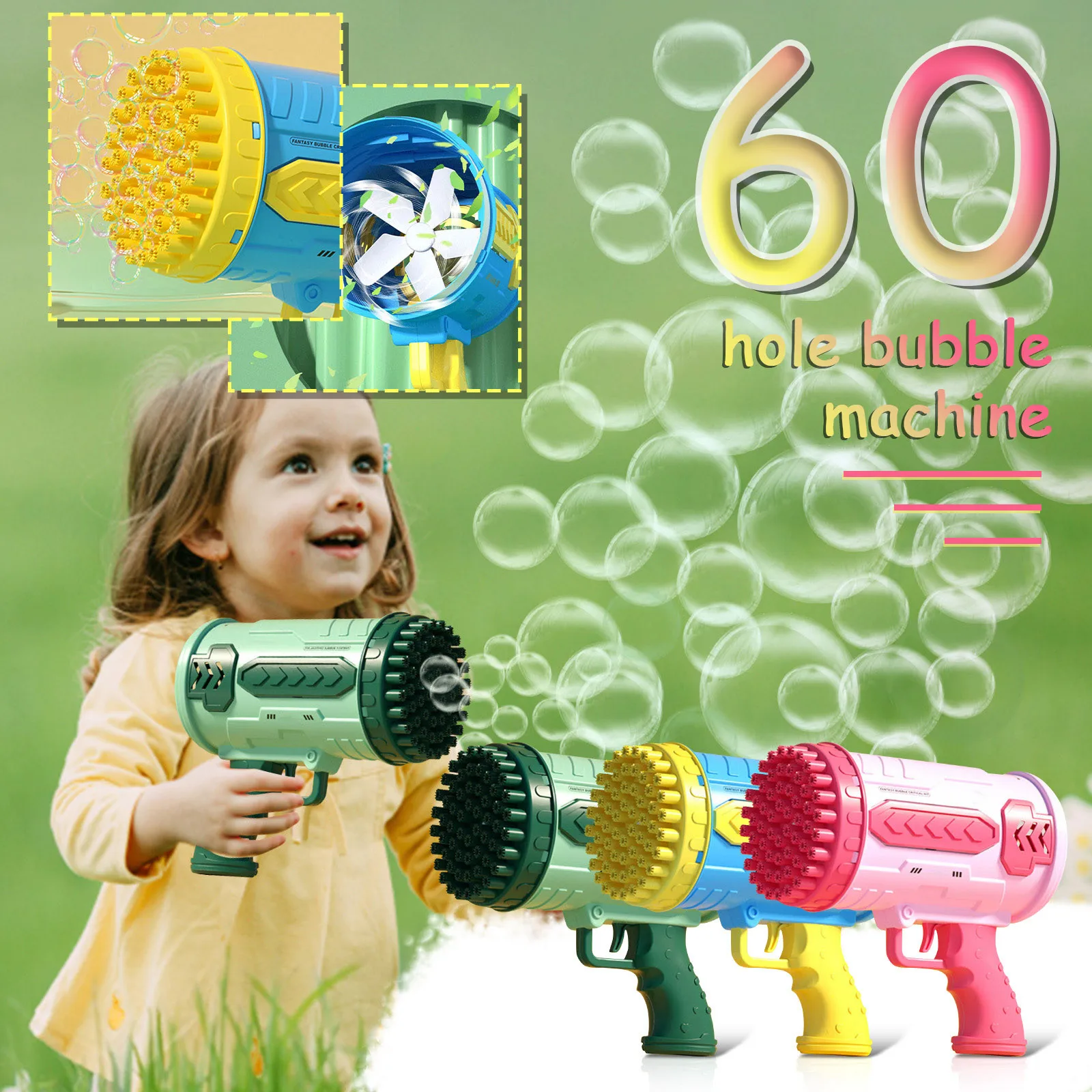 Bubble Gun 60 Holes Soap Bubbles Machine Gun Shape Automatic Blower With Light Outdoor Toys Gifts Bubble For Kids Children
Bubble Gun 60 Holes Soap Bubbles Machine Gun Shape Automatic Blower With Light Outdoor Toys Gifts Bubble For Kids Children