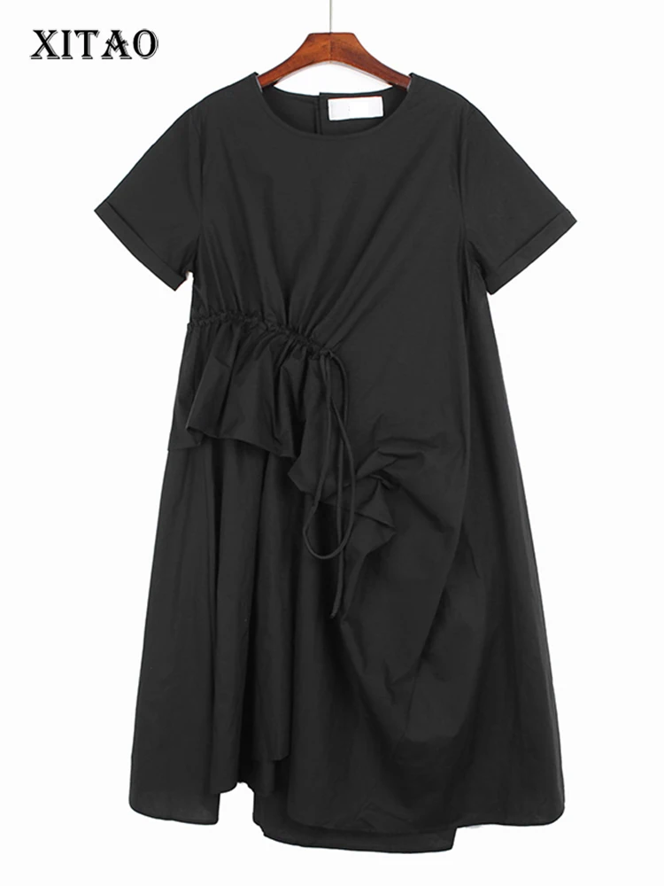 XITAO Drawstring High Waist Dress Fashion Pullover Small Fresh Black Minority 2022 Summer Minority Elegant Dress WMD7139 
XITAO Drawstring High Waist Dress Fashion Pullover Small Fresh Black Minority 2022 Summer Minority Elegant Dress WMD7139