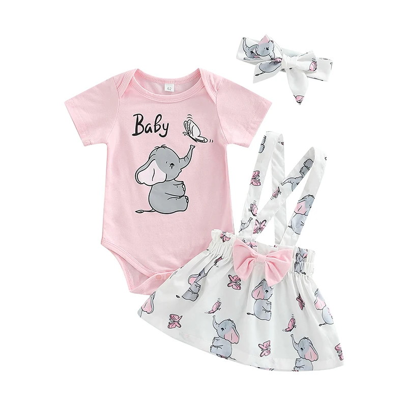 Baby Short Sleeve Romper + Suspender Skirt + Bow Headband, Easter Cartoon Bunny Pattern Holiday Clothing
Baby Short Sleeve Romper + Suspender Skirt + Bow Headband, Easter Cartoon Bunny Pattern Holiday Clothing