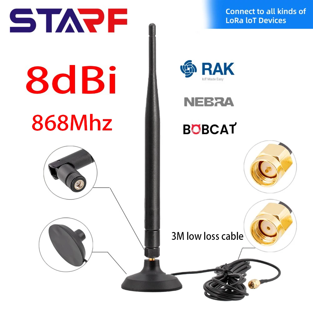 Helium Hotspot 8 DBi Magnet Base 868MHZ Antenna For RAK Nebra Bobcat 300 Miner With 3Meter Cable RP-SMA Male Indoor Antenna
Helium Hotspot 8 DBi Magnet Base 868MHZ Antenna For RAK Nebra Bobcat 300 Miner With 3Meter Cable RP-SMA Male Indoor Antenna