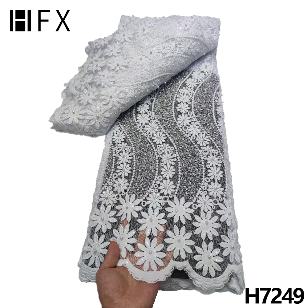 HFX African French Tulle Lace white Sequins Lace Fabric with beads 2022 Net Lace 5Yards Nigerian Lace Fabric For Wedding H7249
HFX African French Tulle Lace white Sequins Lace Fabric with beads 2022 Net Lace 5Yards Nigerian Lace Fabric For Wedding H7249