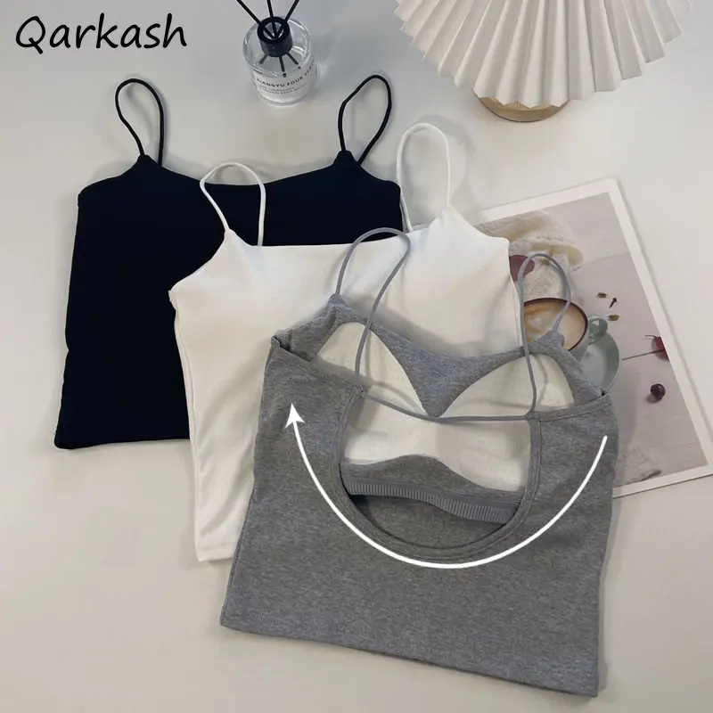 

Backless Camis Women Hotsweet Beach Style Summer Vacation Casual Vintage Streetwear Simple Daily All-match Female Ulzzang New