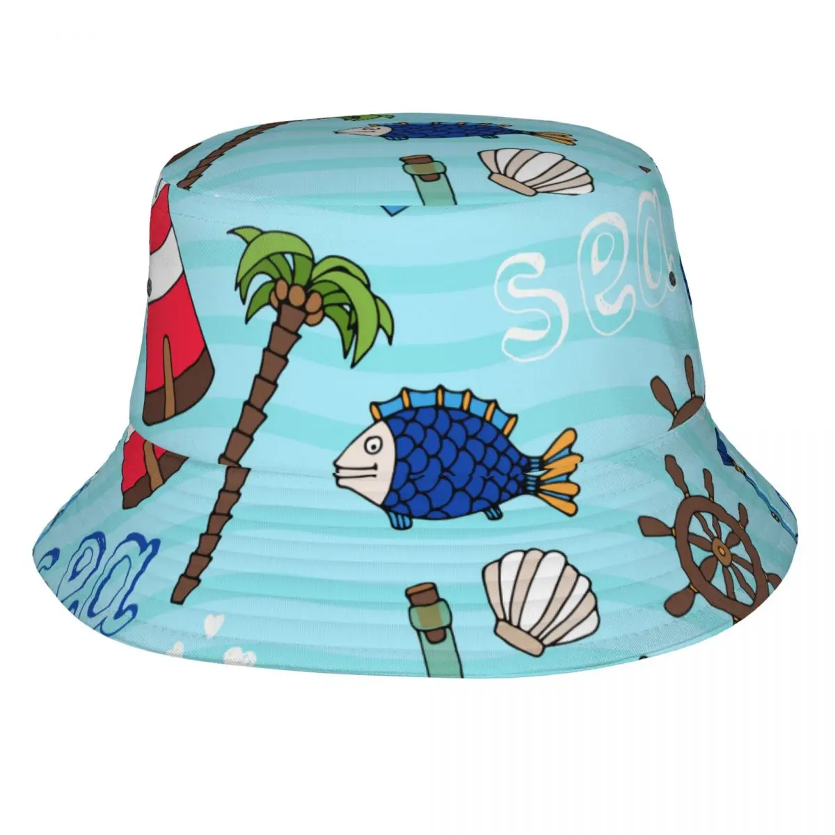 

2022 Men Women Summer Cute Nautical Element Bucket Hat Bob Fisherman hat Outdoor Travel Sun Visor Fashion Panama