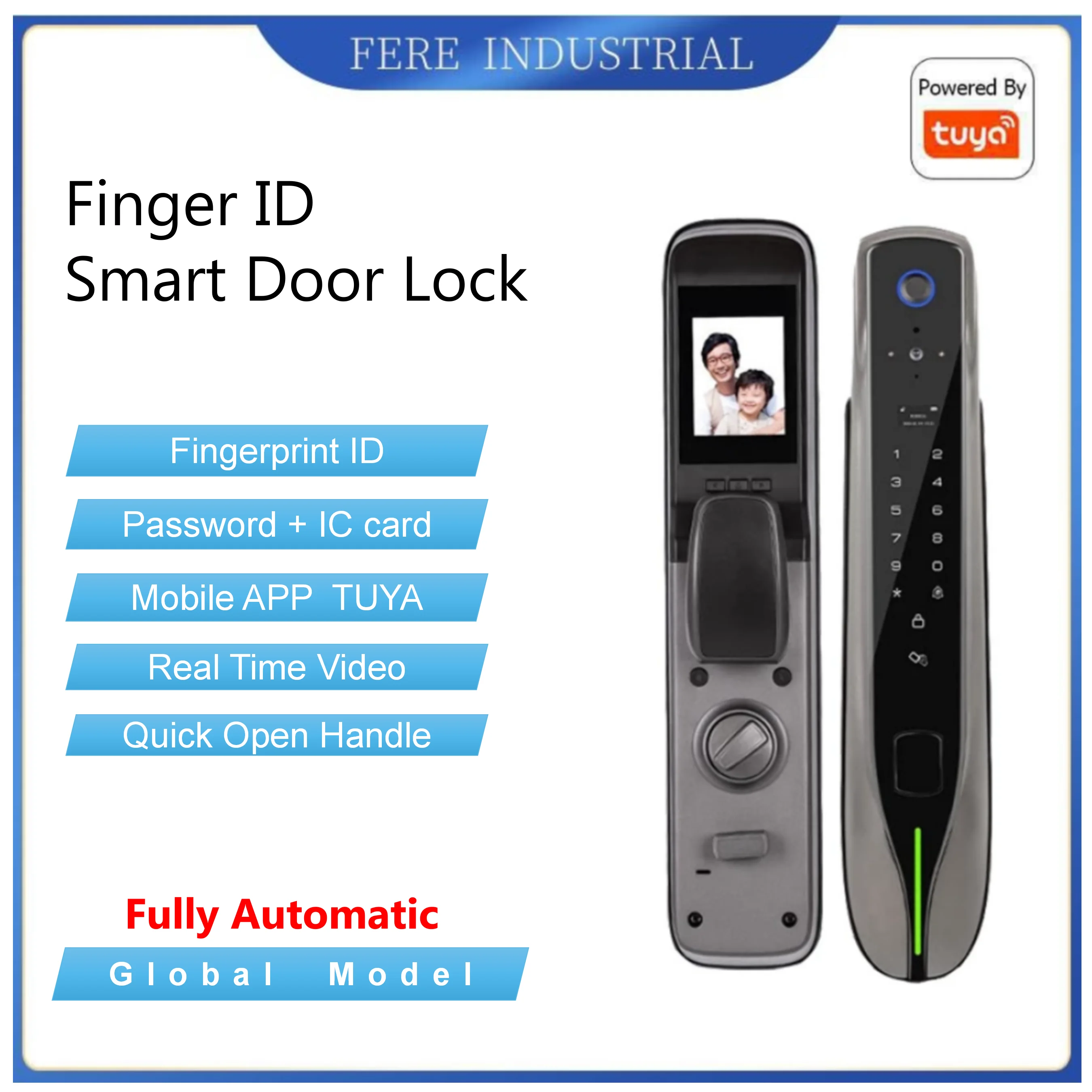 Tuya Wifi APP Remote Control Automatic Built-in Camera Smart Door Lock With Fingerprint Password IC Card Key Unlock Function 
Tuya Wifi APP Remote Control Automatic Built-in Camera Smart Door Lock With Fingerprint Password IC Card Key Unlock Function