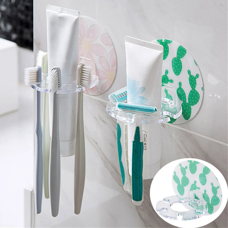 

Plastic Toothbrush Holder Wall Mounted Razor Holder Stand Toothpaste Storage Rack Tooth Brush Holder For Bathroom Accessories