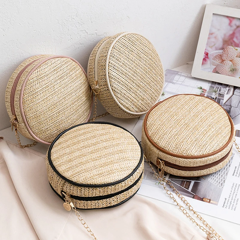 New Women Straw Round Handbags Summer Rattan Beach Shopper Bag Woven Circle Bohemia Handbag New Fashion Zipper Chain Boho Bag
New Women Straw Round Handbags Summer Rattan Beach Shopper Bag Woven Circle Bohemia Handbag New Fashion Zipper Chain Boho Bag