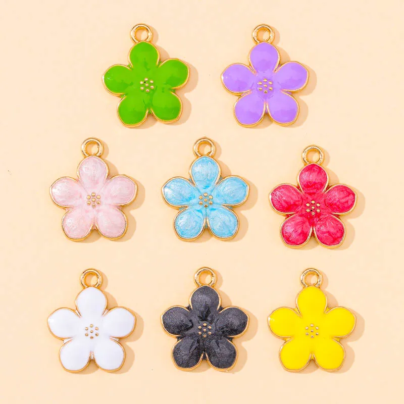 

20Pcs 14*17mm 8Color Enamel Sakura Zinc Alloy Charms For DIY Jewelry Daisy Flowers Pendants Earring Bracelet Making Accessories