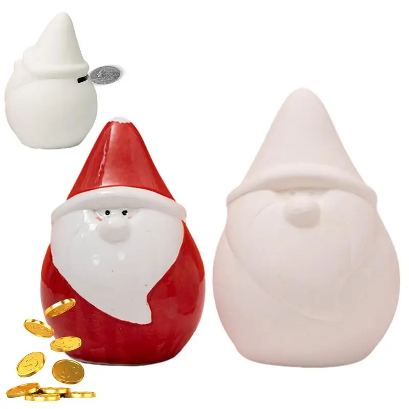 

Santa Claus Money Jar 2Pcs Cartoon Figurine Santa Claus Sculpture Home Decor Products For Dining Table Coffee Table Display