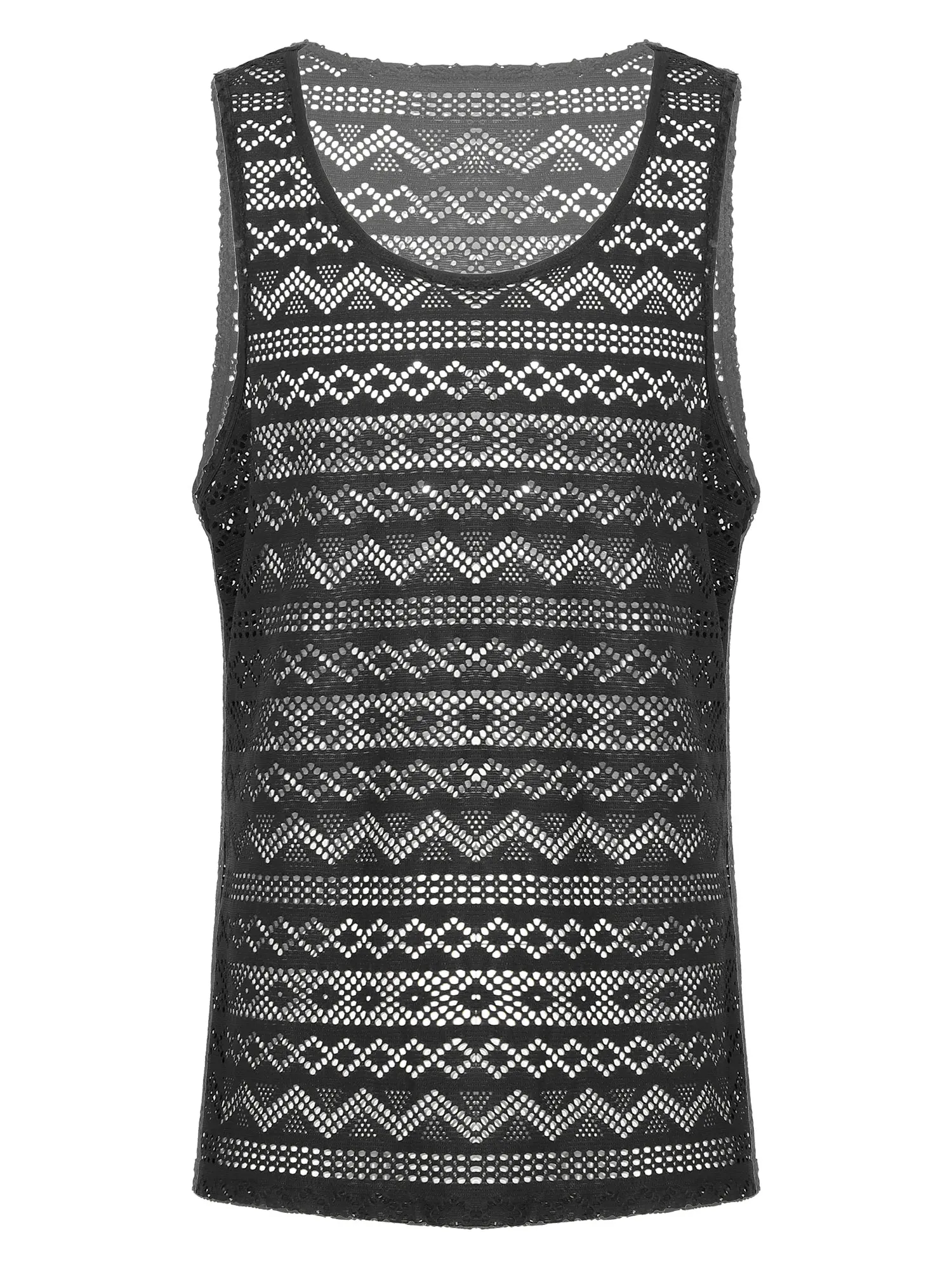 Men Sexy Lace Hollow Out Sleeveless Tank Tops Shirts Stylish Mens Clothing Slim Fit Gym Clothes Workout Solid Vest Top Summer
Men Sexy Lace Hollow Out Sleeveless Tank Tops Shirts Stylish Mens Clothing Slim Fit Gym Clothes Workout Solid Vest Top Summer