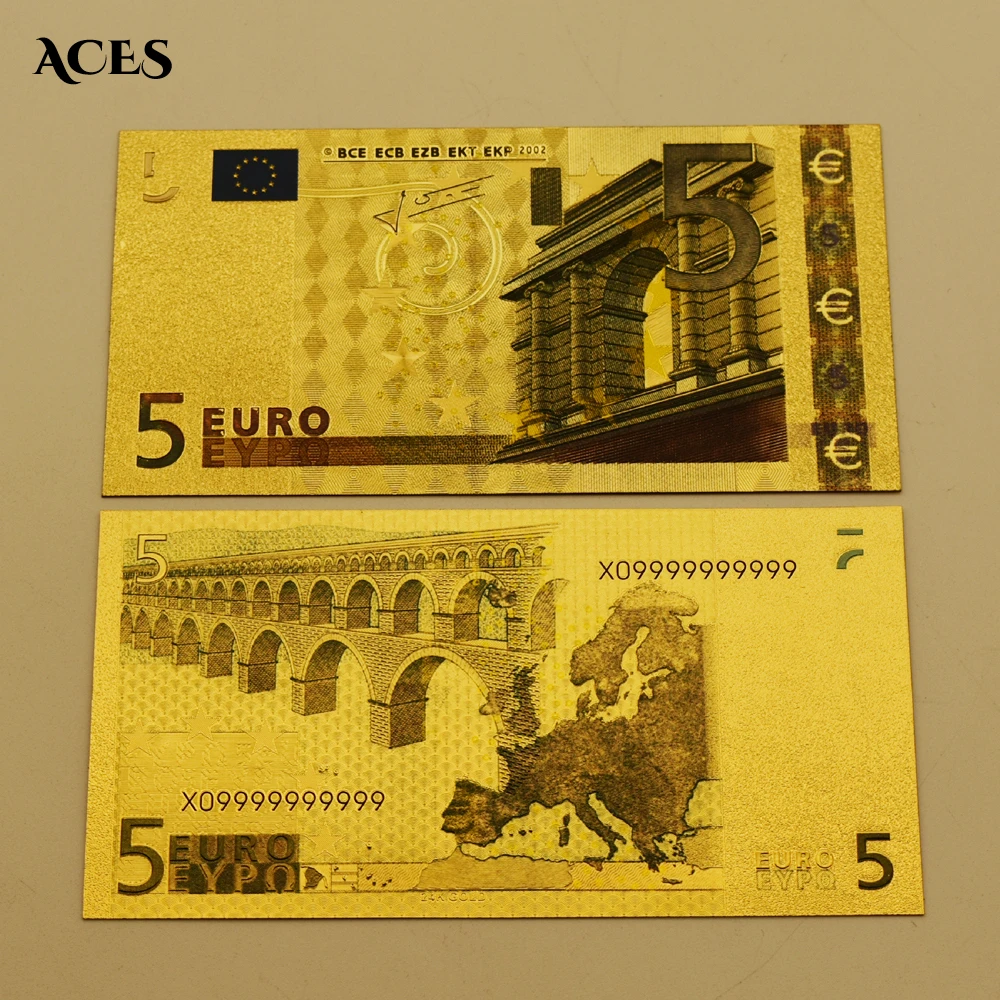 Euro Gold Banknote 5 European Gold Plated Currency Bill Artwork Banknote Note Collection Fake Paper Money Coenyerfiet Money
Euro Gold Banknote 5 European Gold Plated Currency Bill Artwork Banknote Note Collection Fake Paper Money Coenyerfiet Money