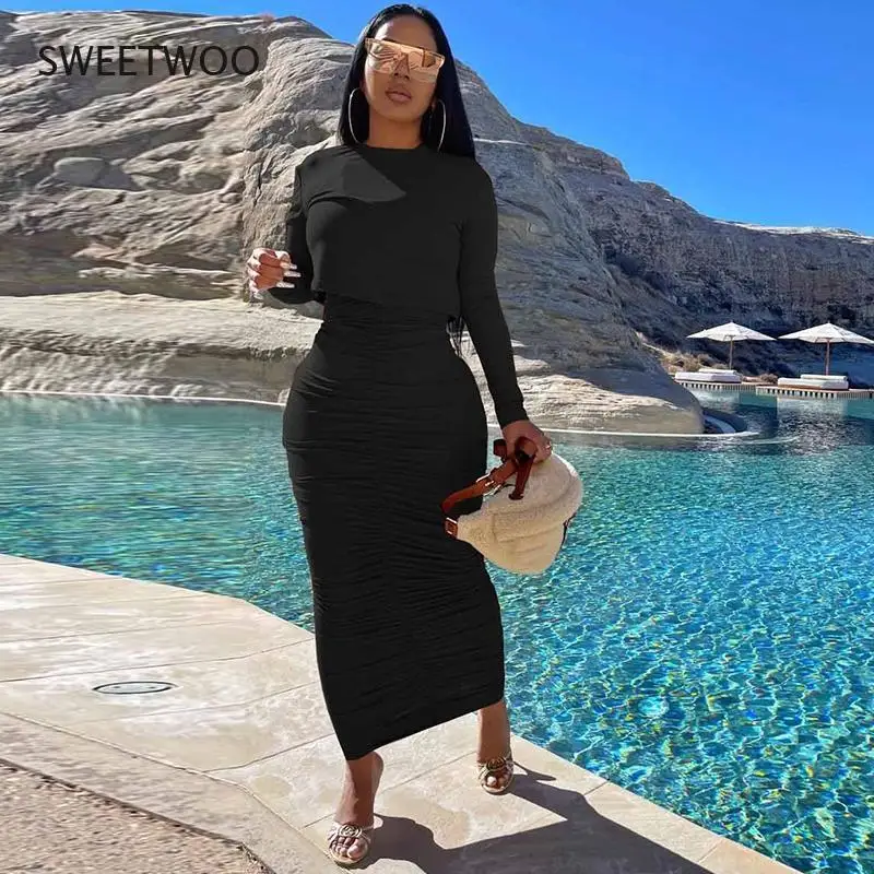 Осенний пикантный комплект из 2 частей, блузка с длинным рукавом, облегающая длинная юбка с драпировкой, женский наряд, праздничный комплект
Осенний пикантный комплект из 2 частей, блузка с длинным рукавом, облегающая длинная юбка с драпировкой, женский наряд, праздничный комплект