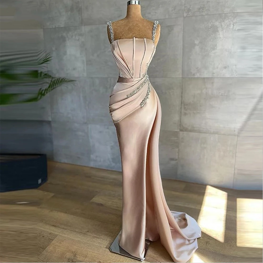 Exquisite Evening Dresses For Women Square Collar Spaghetti Straps Party Dresses Satin Trumpet Sweep Train Robes De Soirée
Exquisite Evening Dresses For Women Square Collar Spaghetti Straps Party Dresses Satin Trumpet Sweep Train Robes De Soirée
