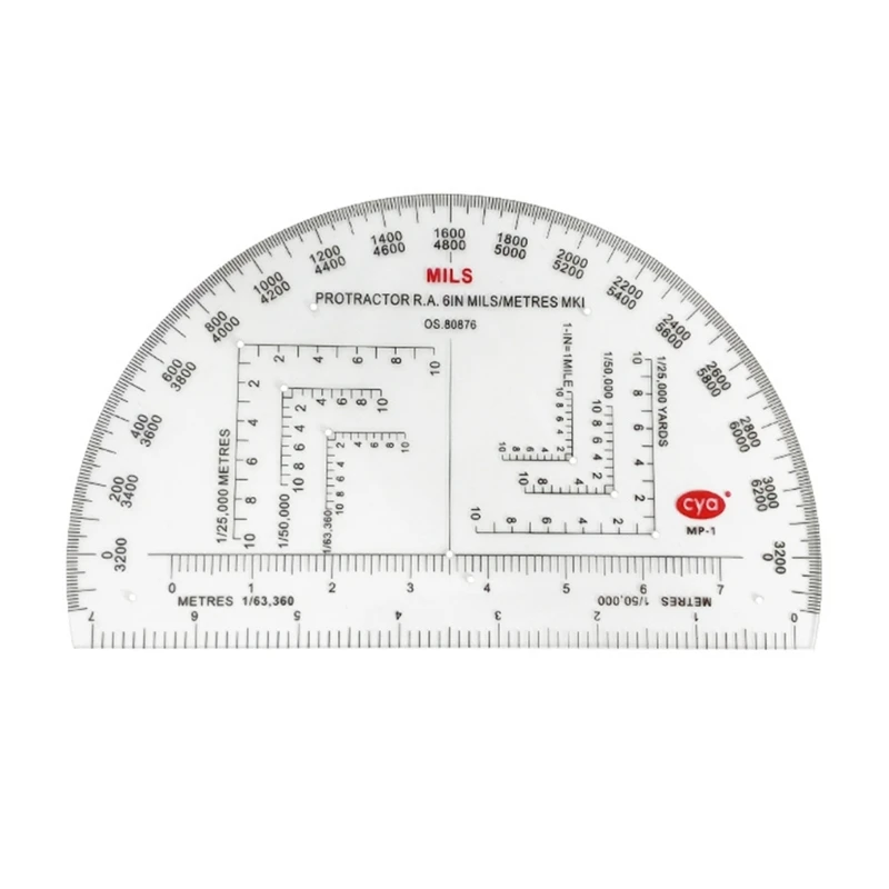 

Semicircle Military Coordinate Scale and Protractor Map Coordinate Scale Protractor Romer Grids Reference Tool