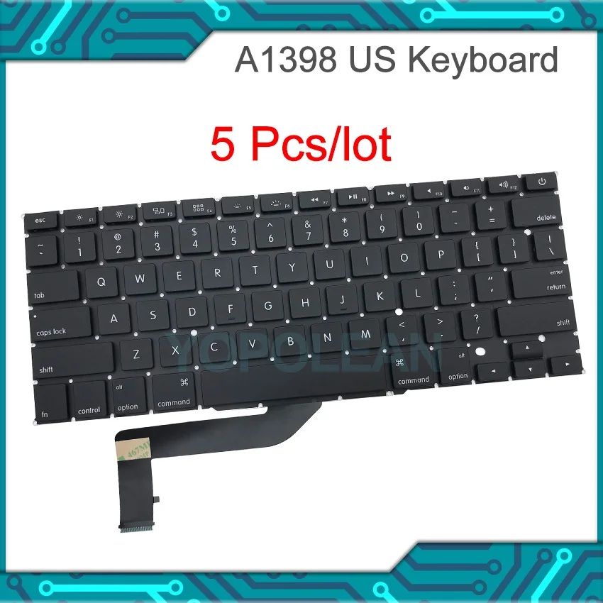 5 шт./Лот Новый ноутбук Macbook Pro Retina 15 дюймов A1398 клавиатура US макет 2012-2015 года
5 шт./Лот Новый ноутбук Macbook Pro Retina 15 дюймов A1398 клавиатура US макет 2012-2015 года