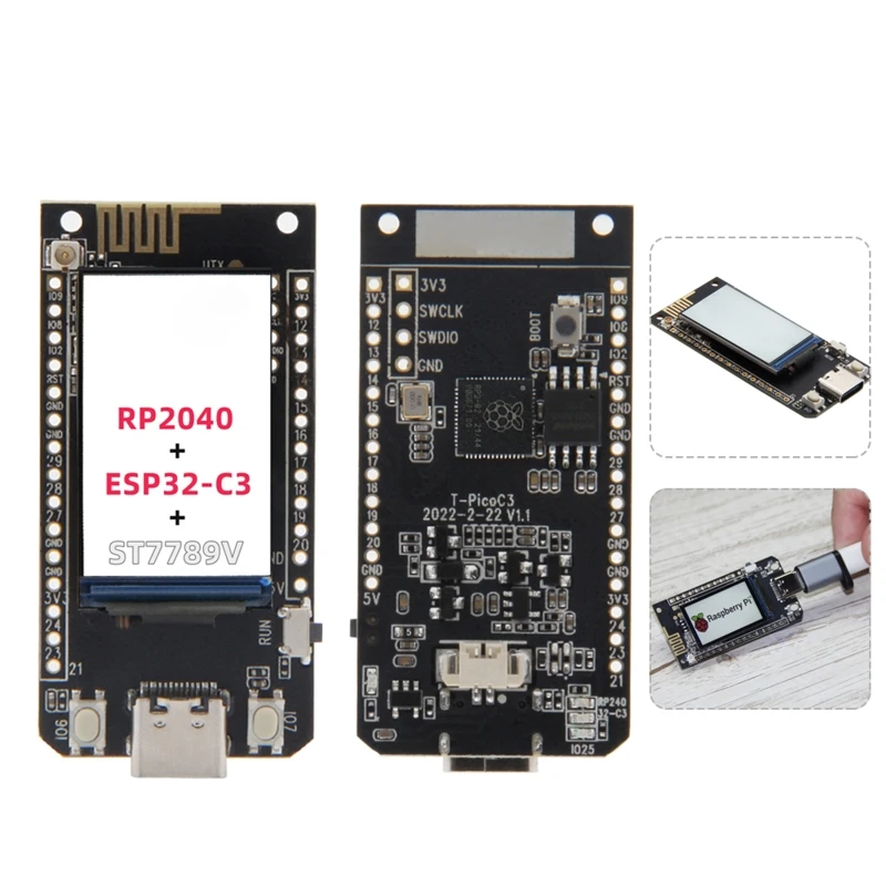 T-PicoC3 RP2040 Беспроводной Wi-Fi Bluetooth-совместимый модуль макетная плата Dual MCU 1,14 дюймов ST7789V
T-PicoC3 RP2040 Беспроводной Wi-Fi Bluetooth-совместимый модуль макетная плата Dual MCU 1,14 дюймов ST7789V