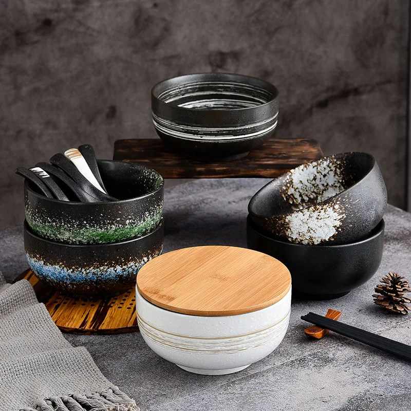Japanese style noodle bowl with lid, retro ceramic tableware, salad bowl, large rice bowl, household beef noodle soup bowl
Japanese style noodle bowl with lid, retro ceramic tableware, salad bowl, large rice bowl, household beef noodle soup bowl