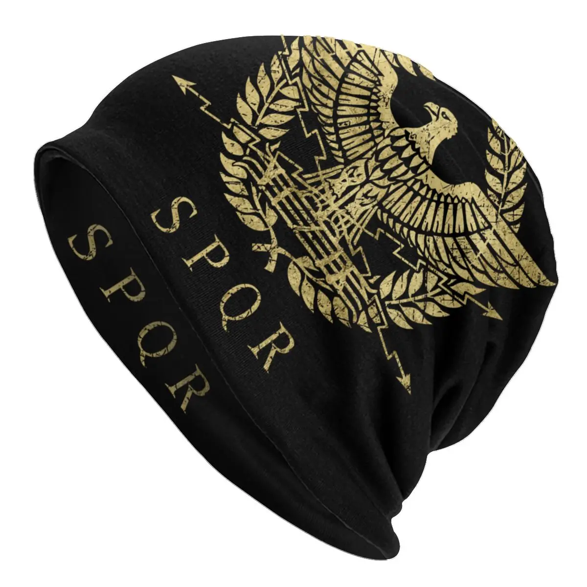 

Roman Empire Emblem Bonnet Beanie Knitted Hat Coat of Arms Gladiator Imperial Golden Eagle Warm Winter Skullies Beanies Caps