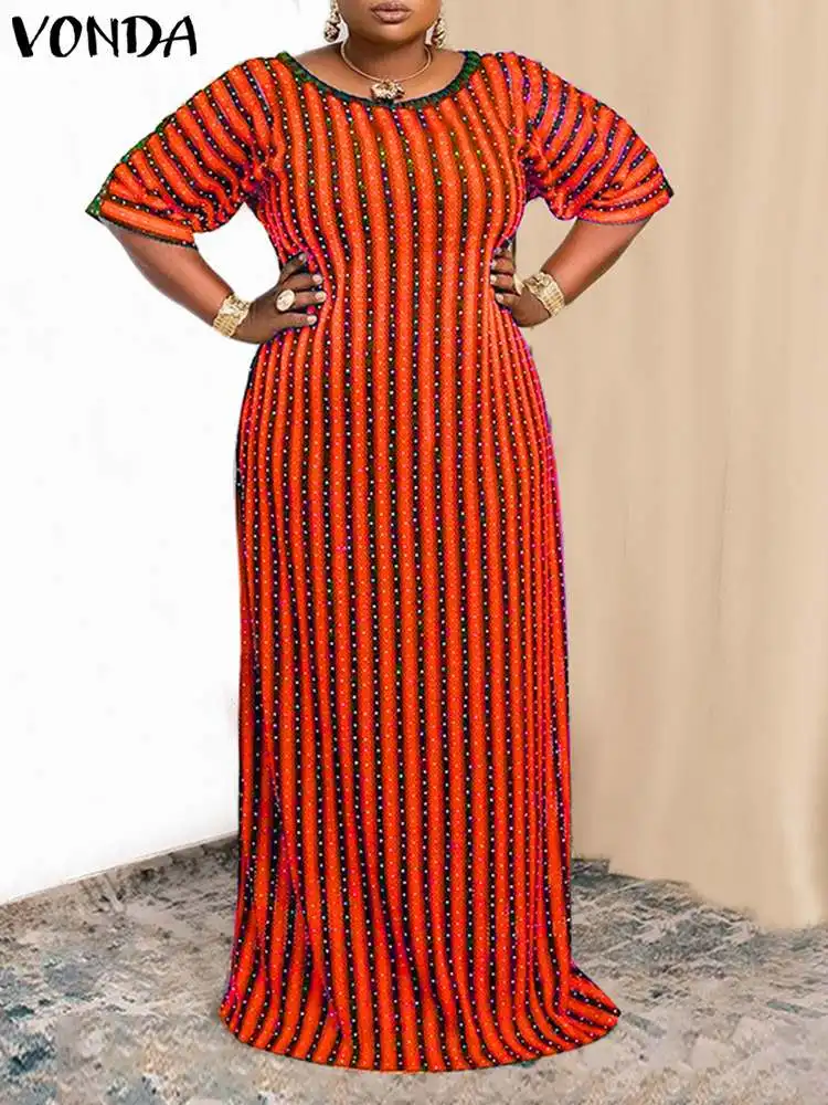 VONDA Summer Party Dress 2023 Women Bohemian Striped Printed Maxi Holiday Robe Vintage Half Sleeve Casual Kaftan Long Sundress
VONDA Summer Party Dress 2023 Women Bohemian Striped Printed Maxi Holiday Robe Vintage Half Sleeve Casual Kaftan Long Sundress