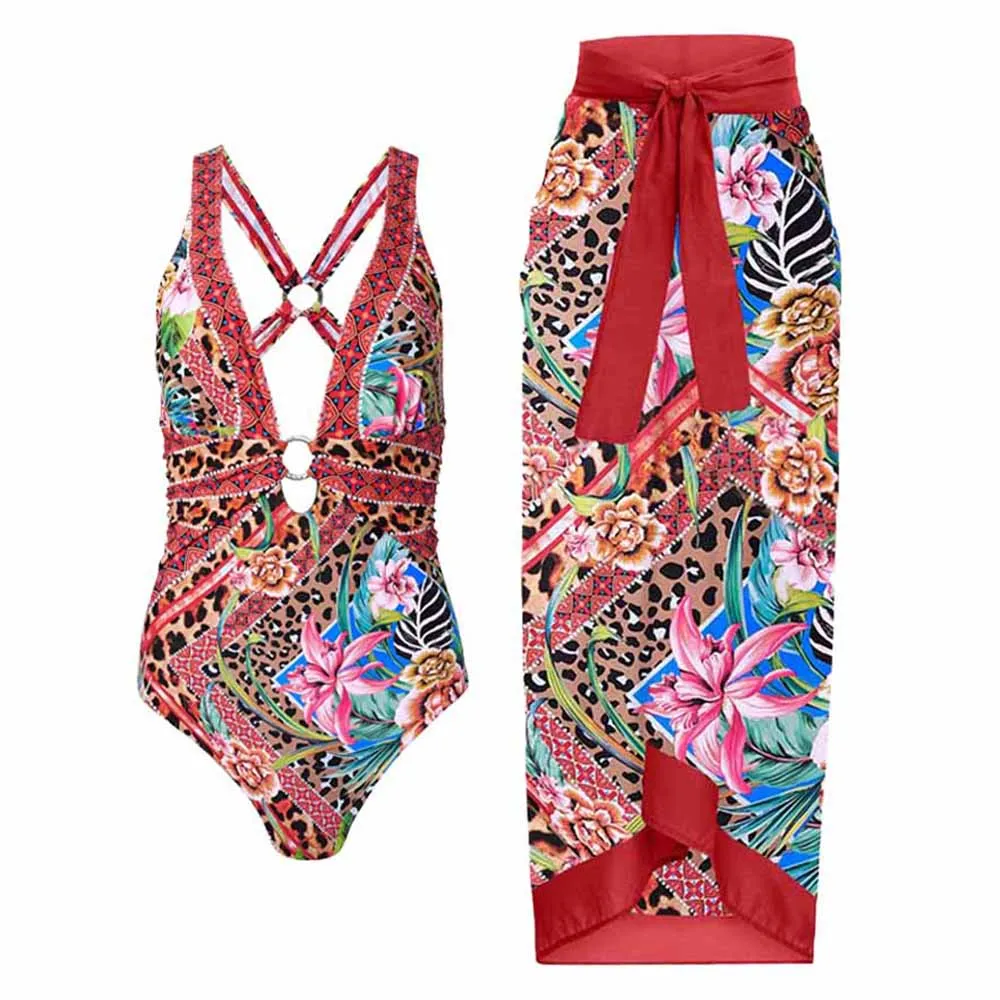 2023 Stylish Flower Print Deep V-Neck Swimwear Hollow Sexy Halter Cross Strap Bikini One Piece Pushups Beachwear Exotic Swimsuit
2023 Stylish Flower Print Deep V-Neck Swimwear Hollow Sexy Halter Cross Strap Bikini One Piece Pushups Beachwear Exotic Swimsuit
