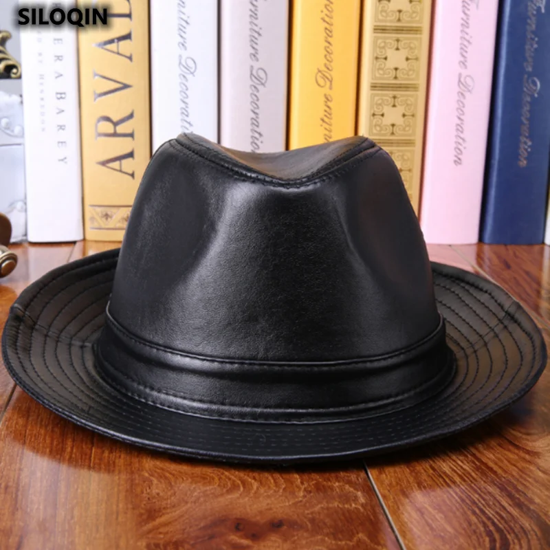 New Men's Leather Hat Cowboy Sheepskin Men's Women's Fedoras Autumn Winter Elegant Jazz Cap Sombreros Snapback Formal Hats
New Men's Leather Hat Cowboy Sheepskin Men's Women's Fedoras Autumn Winter Elegant Jazz Cap Sombreros Snapback Formal Hats