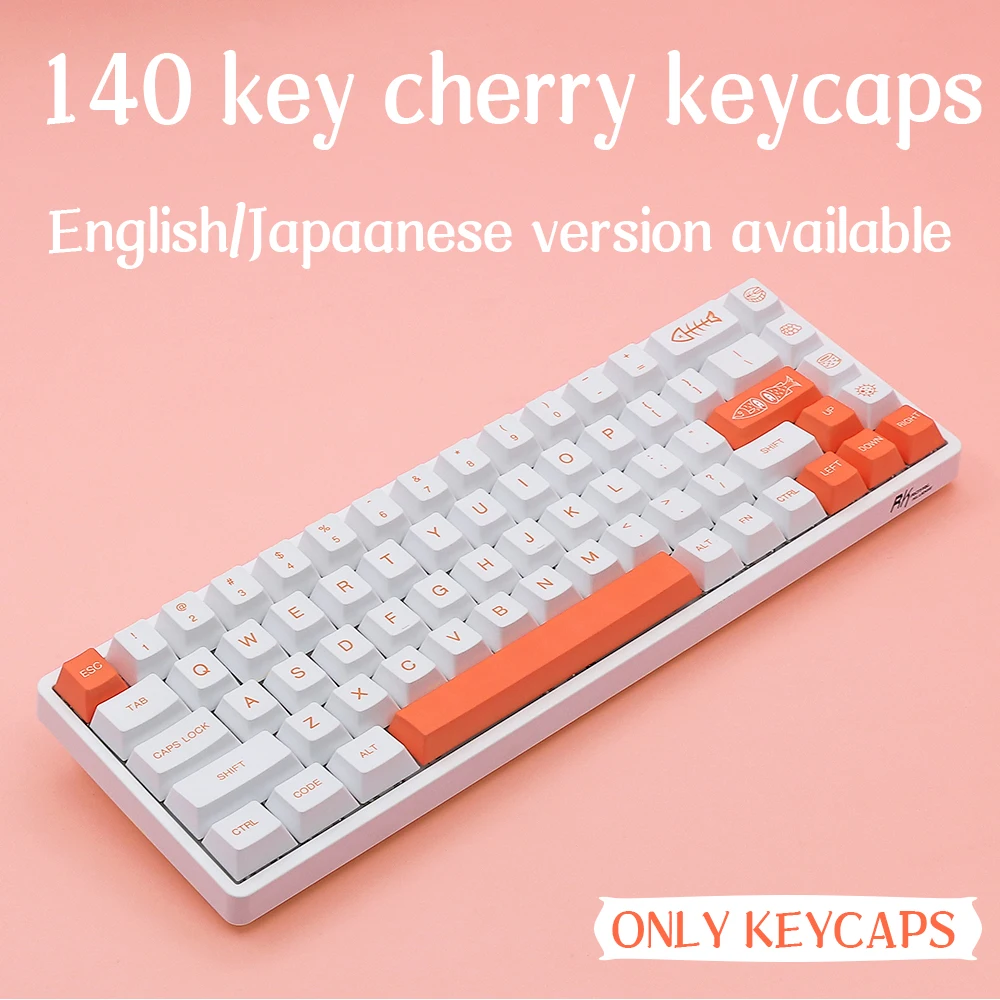 

MG Salmon Japanes Keycaps 140 keys Cherry Profile PBT keycap Dye Sub Keycaps For GMK Cherry MX Switch Pro Mechanical Keyboard