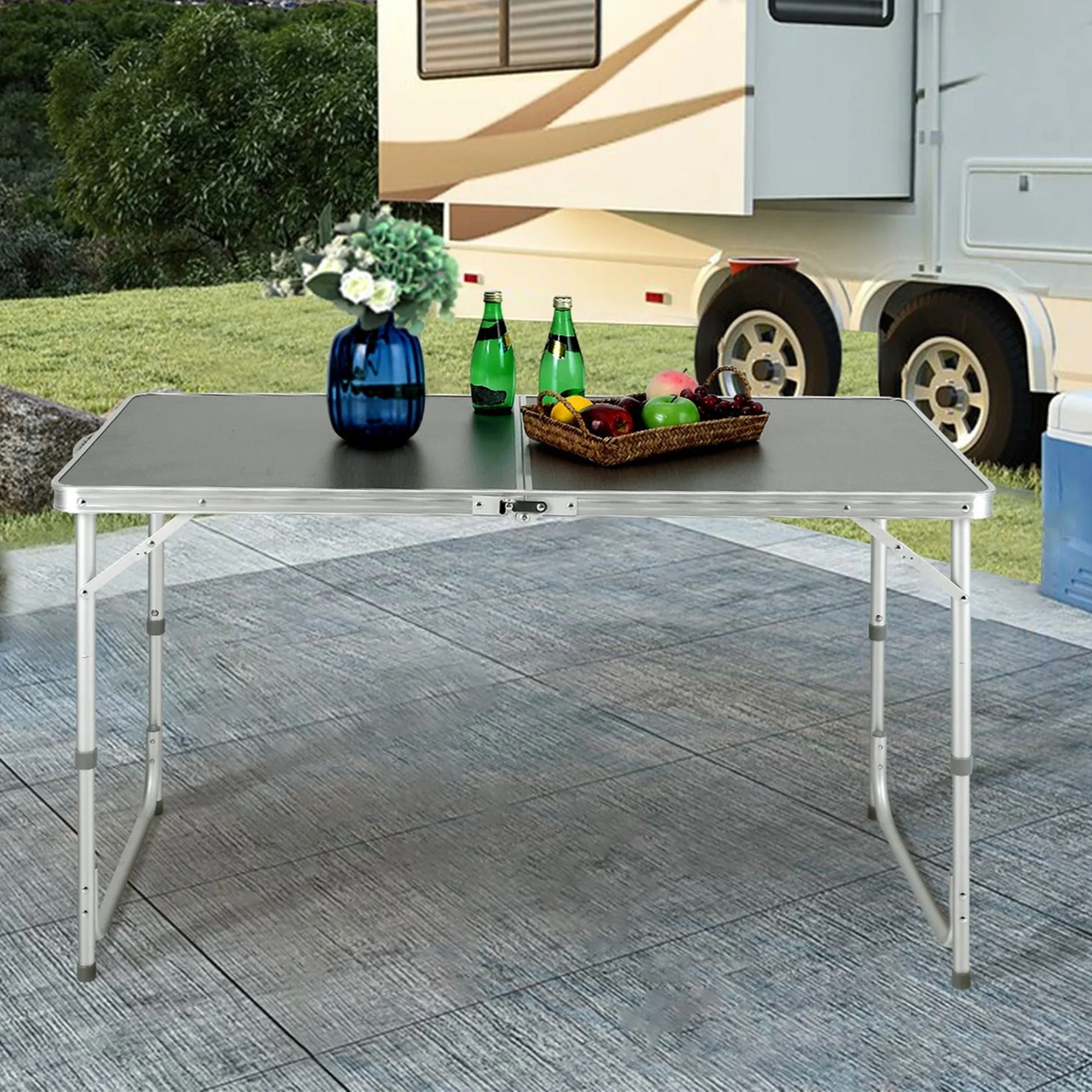 Camp Portable Folding Camping Table Aluminum Frame Rectangular Outdoor Picnic Table with Adjustable Height, Silver
Camp Portable Folding Camping Table Aluminum Frame Rectangular Outdoor Picnic Table with Adjustable Height, Silver