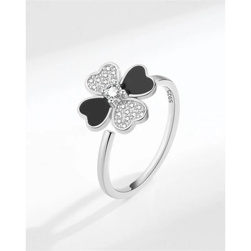 Sweet Clover Flower Ring For Girls Finger Accessories Top Grade Sterling Silver 925 Ring Women Jewelry Turnable Open Size Bijou
Sweet Clover Flower Ring For Girls Finger Accessories Top Grade Sterling Silver 925 Ring Women Jewelry Turnable Open Size Bijou
