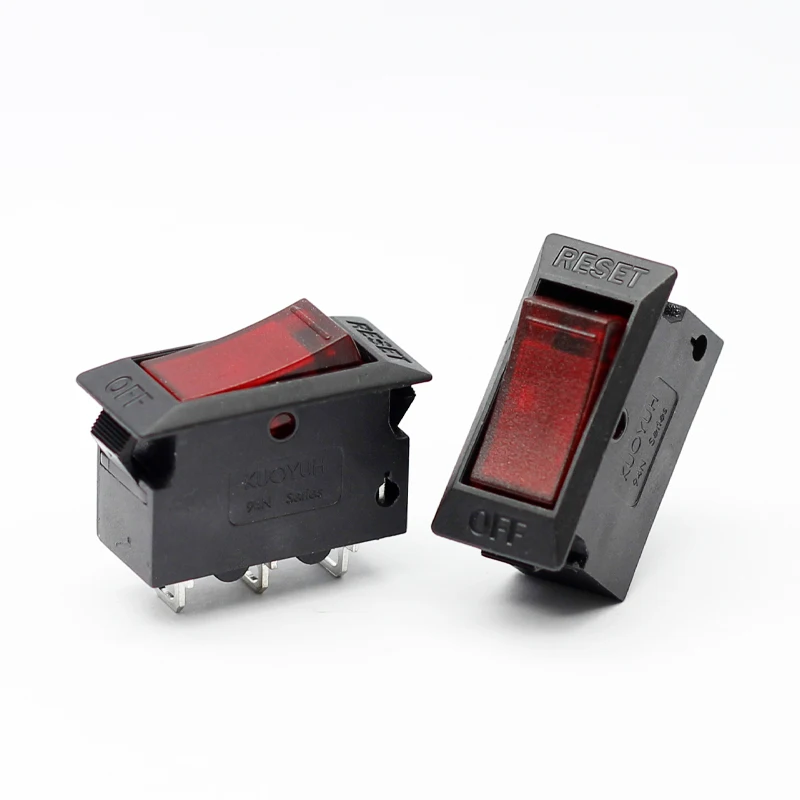 Kuoyuh 94N series 10A rocker switch thermal overload protector electronic circuit breakers