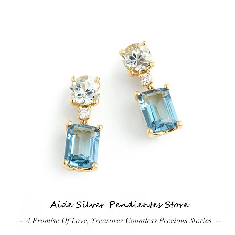 AIDE Brinco Feminino 4mm Round Cz Blue Rectangular Zircon Women's Pendant Earrings 925 Sterling Silver Stud Earring Wedding Gift
AIDE Brinco Feminino 4mm Round Cz Blue Rectangular Zircon Women's Pendant Earrings 925 Sterling Silver Stud Earring Wedding Gift