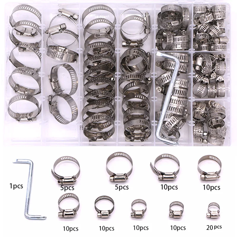 90/91 pcs boxed American stainless steel pipe clamp, water pipe clamp, hose clamp, throat clamp set with screwdriver
90/91 pcs boxed American stainless steel pipe clamp, water pipe clamp, hose clamp, throat clamp set with screwdriver