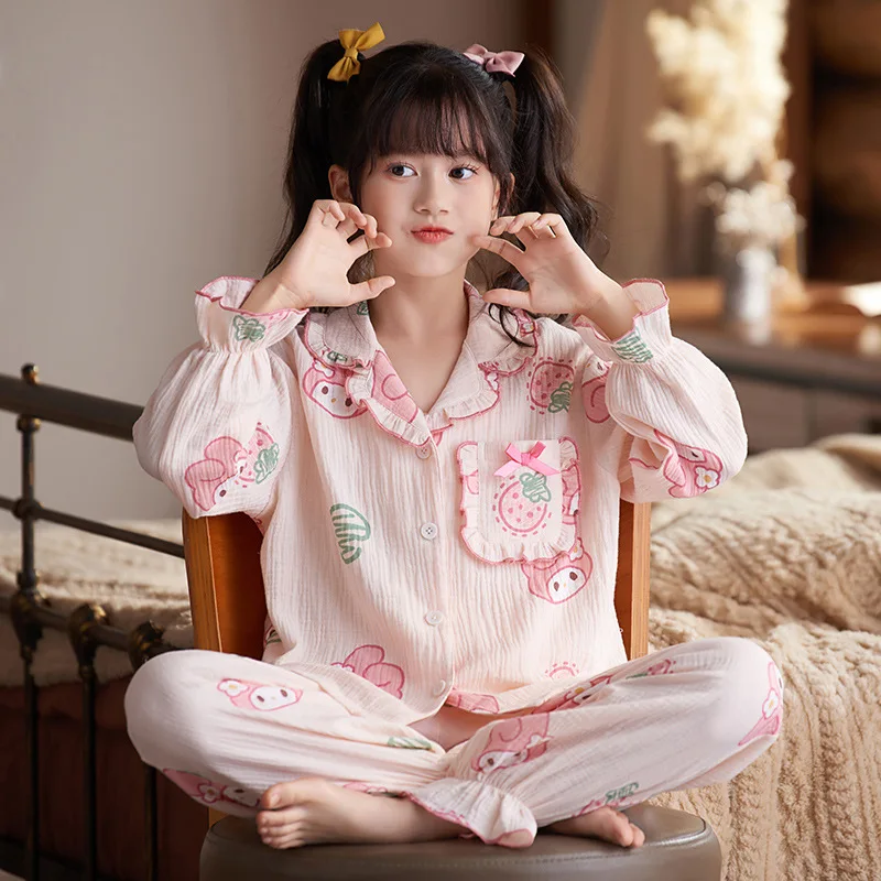 New Kawaii Sanrio Hellokitty Kuromi Mymelody Cinnamoroll Pochacco Pompompurin Pajamas Long Sleeved Children Anime Toys For Girls
New Kawaii Sanrio Hellokitty Kuromi Mymelody Cinnamoroll Pochacco Pompompurin Pajamas Long Sleeved Children Anime Toys For Girls