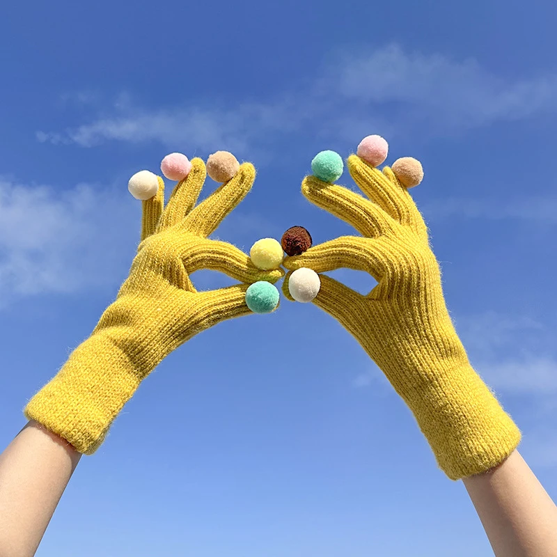 2023 Colorful Ball Gloves Touch Screen Winter Thicken Warm Knitted Gloves Full Finger Korean-Style Pure Color Gloves for Women
2023 Colorful Ball Gloves Touch Screen Winter Thicken Warm Knitted Gloves Full Finger Korean-Style Pure Color Gloves for Women