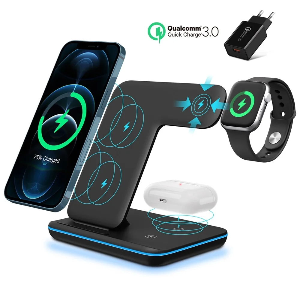3 in 1 Wireless Charging Stand For Apple Watch 6 For iPhone 12 Pro 11 X XS XR Airpods Pro 15W Qi Fast Wireless Chargers Station
3 in 1 Wireless Charging Stand For Apple Watch 6 For iPhone 12 Pro 11 X XS XR Airpods Pro 15W Qi Fast Wireless Chargers Station